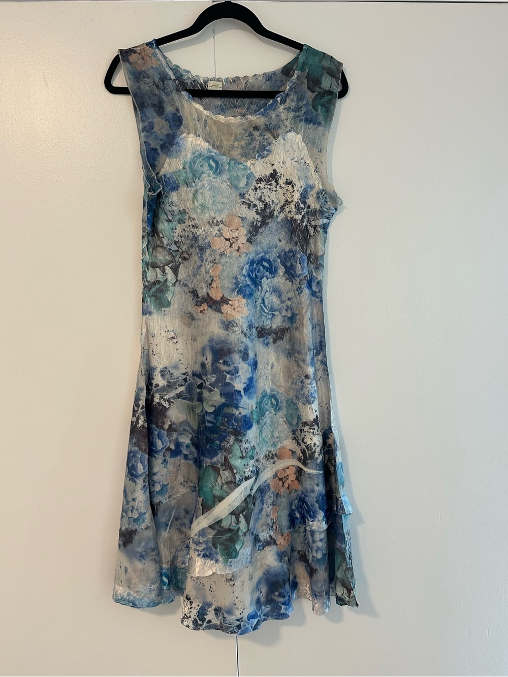 Komarov Sleeveless Blue Floral A-Line Dress